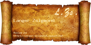 Langer Zsigmond névjegykártya